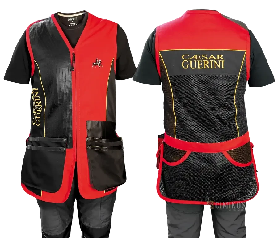 Colete de tiro esportivo vermelho e preto