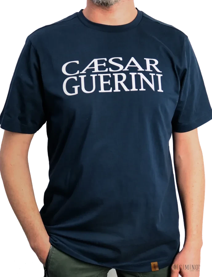 Camiseta azul-marinho com logo Caesar Guerini